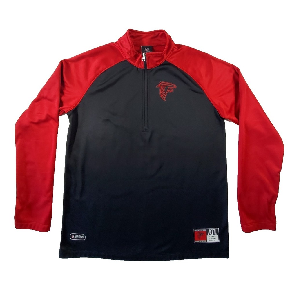 Atlanta Falcons NFL Combine Authentic 1/4 Zip Mens L Black Red Pullover